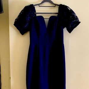 Aidan Mattox blue dress beautiful sequence top and button. Size 2
